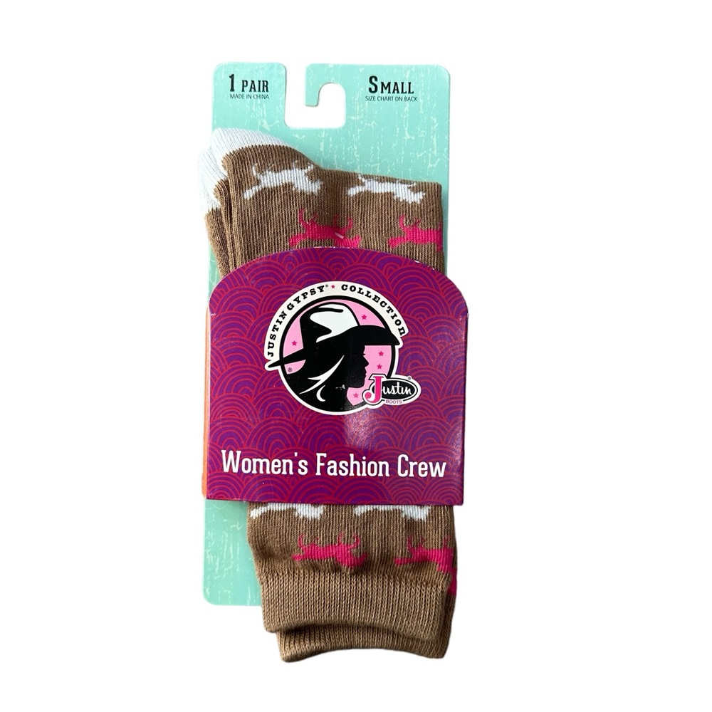 Justin Gypsy Horse Print Crew Socks